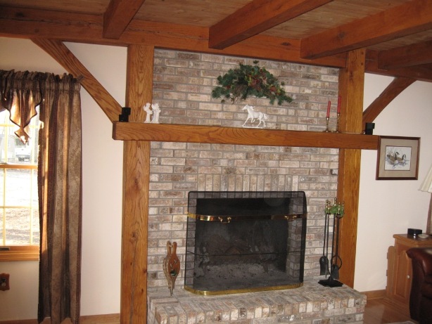 Surfaced Oak Beams Used For A Fireplace