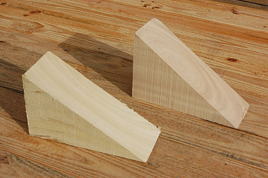 Freshly Cut Wooden Chocks